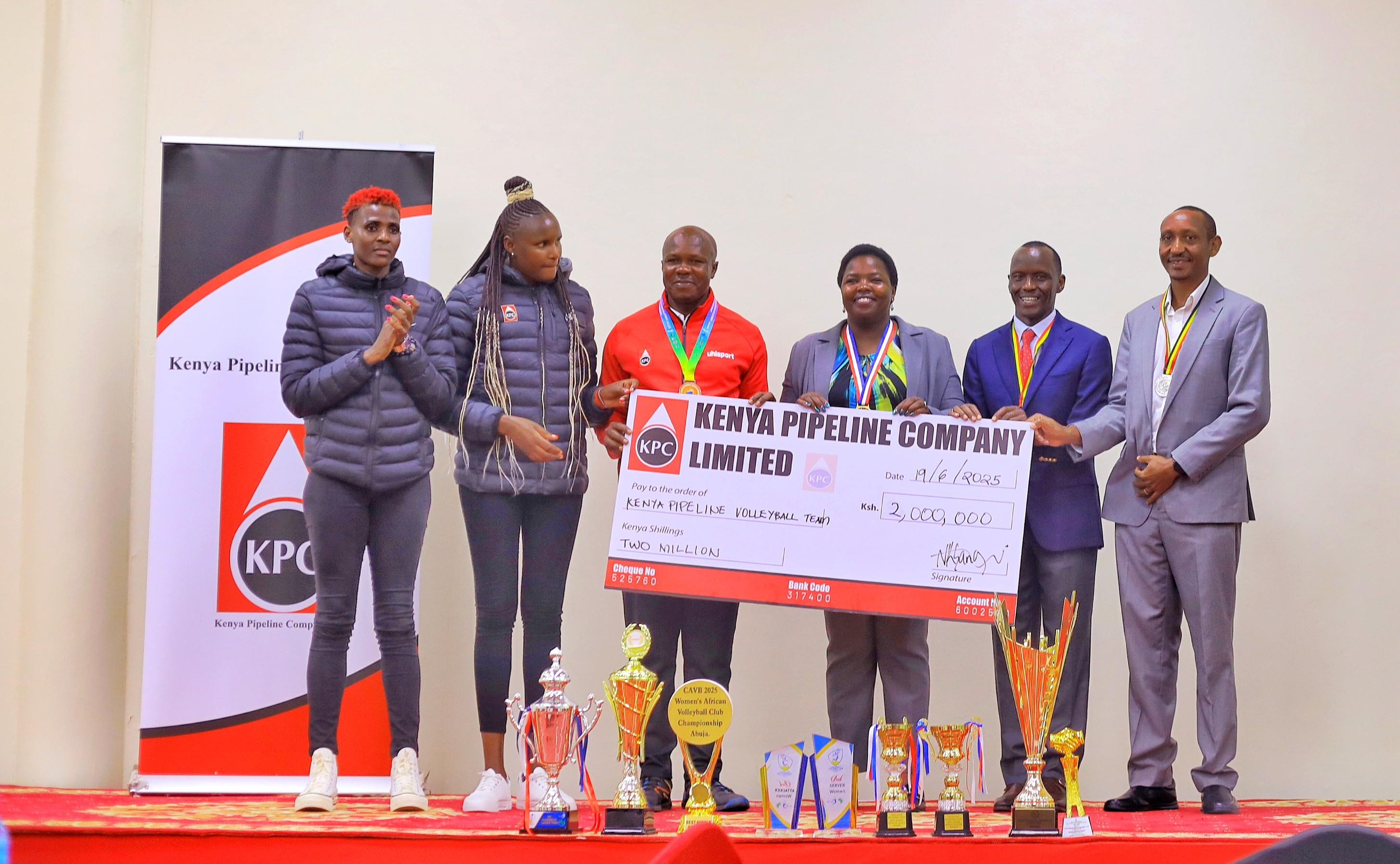 League champions Kenya Pipeline players have reason to smile as they receive Sh2 million